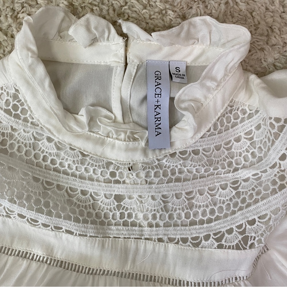 GRACE + KARMA Ruffled Blouse Small - Picture 3 of 8